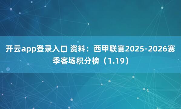 开云app登录入口 资料：西甲联赛2025-2026赛季客场积分榜（1.19）
