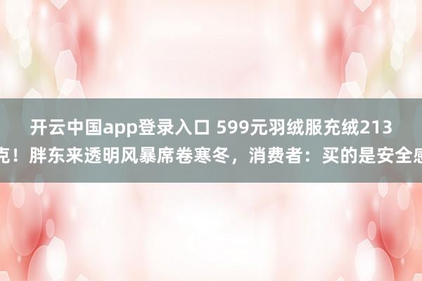开云中国app登录入口 599元羽绒服充绒213克!胖东来透明风暴席卷寒冬,消费者:买的是安全感