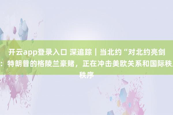 开云app登录入口 深追踪|当北约“对北约亮剑”:特朗普的格陵兰豪赌,正在冲击美欧关系和国际秩序