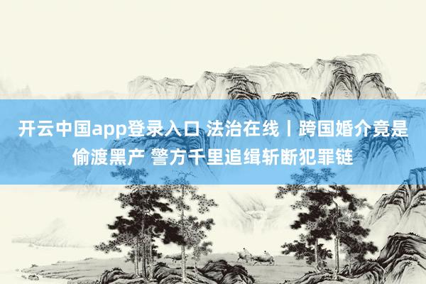 开云中国app登录入口 法治在线丨跨国婚介竟是偷渡黑产 警方千里追缉斩断犯罪链