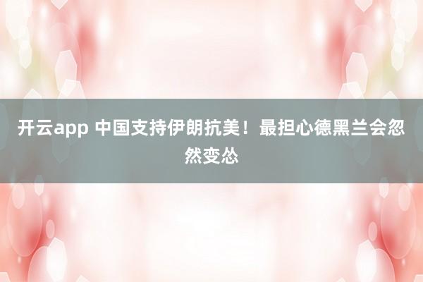 开云app 中国支持伊朗抗美！最担心德黑兰会忽然变怂