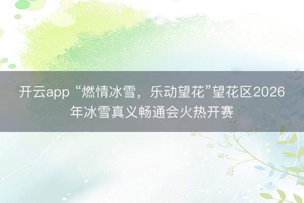 开云app “燃情冰雪,乐动望花”望花区2026年冰雪真义畅通会火热开赛