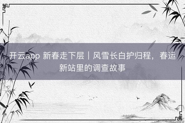 开云app 新春走下层|风雪长白护归程,春运新站里的调查故事